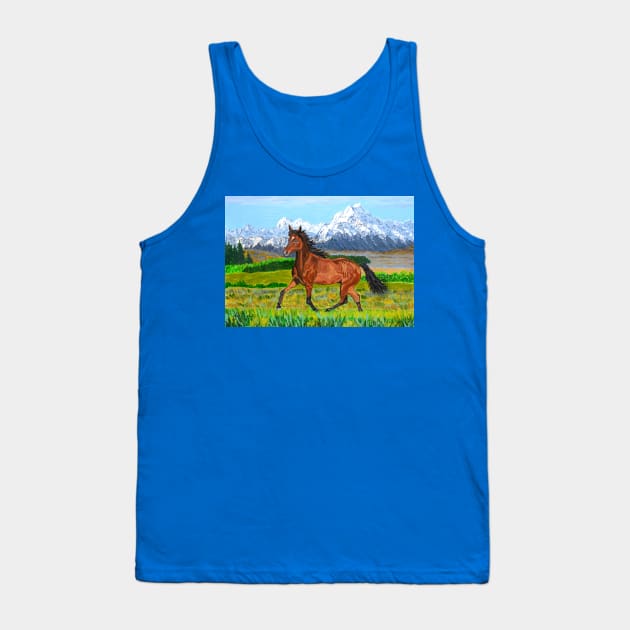 A brown horse and Mount Cook, New Zealand Tank Top by Anton Liachovic